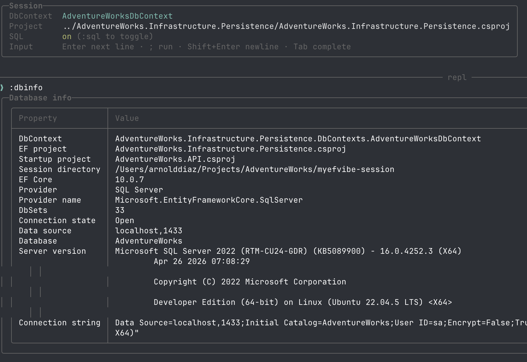 :dbinfo command